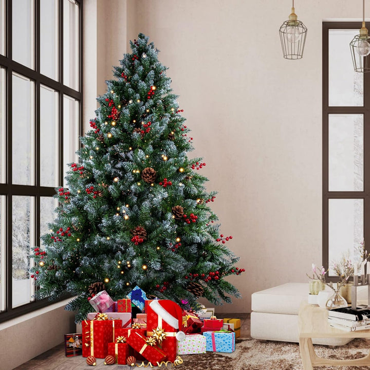 himaly Weihnachtsbaum künstlich 150 cm mit Schnee und 12m Lichterkette 240LEDs, Material PVC/PE, 450