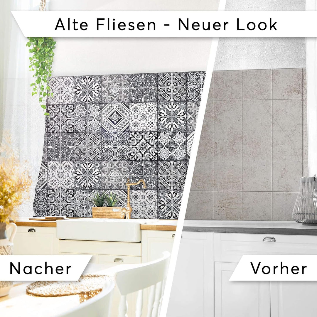 40 Stück Fliesenfolie für Küche und Bad 10x10 cm - Klebefliesen, Mosaikfliesen - selbstklebende Flie