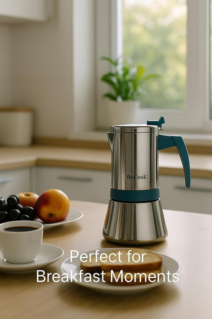 WECOOK! Espressokocher aus Edelstahl 18/10 für Induktion 4 Tassen – Moka/Espresso – ergonomischer So