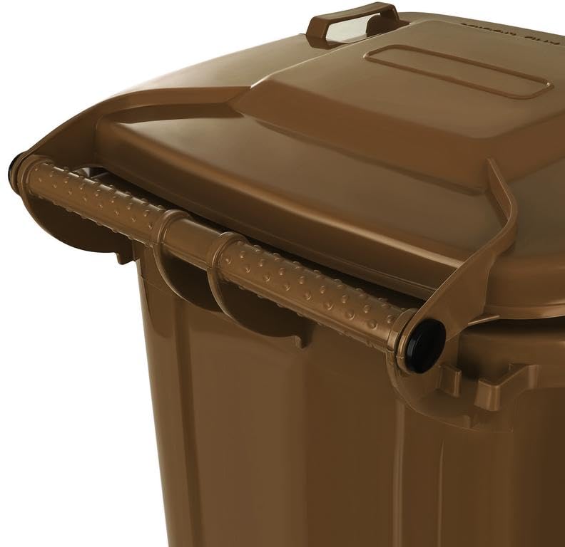 Mülltonne 120 L Abfallbehälter mit Deckel und Rädern Braun Kunststoff für Aussenbereich Garten und H