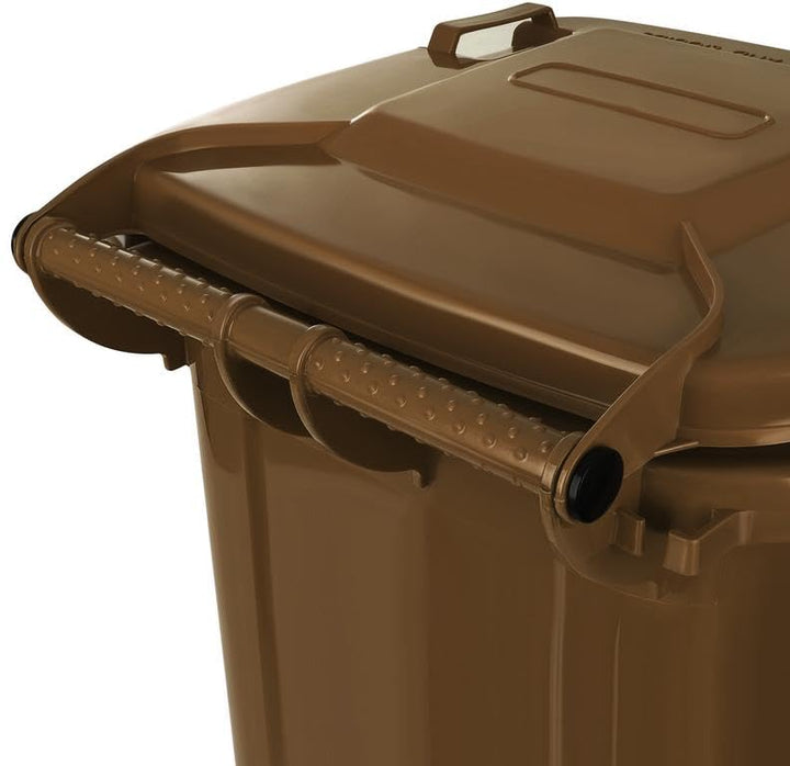 Mülltonne 120 L Abfallbehälter mit Deckel und Rädern Braun Kunststoff für Aussenbereich Garten und H