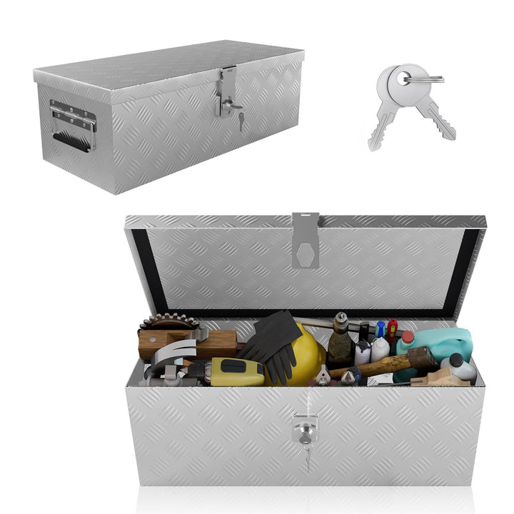 UISEBRT Aluminium Werkzeugbox mit Schloss, Alubox Transportbox 600x260x200 mm, robuste Alu Kiste für