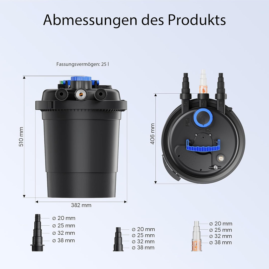 SunSun Komplettset: CPF-250 Teichdruckfilter bis 10000 L Teichfilteranlage mit 11W Teichklärer, CTF-