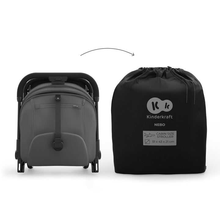 Kinderkraft NEBO Kabinenbuggy ultraleicht, Einhand-Faltmechanismus, Handgepäckmass 51×43×21 cm, steh