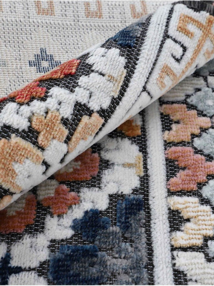 carpetfine In- und Outdoor Teppich Deja Rund Dunkelblau Ø 100 cm | Moderner Teppich Wetterfest für B