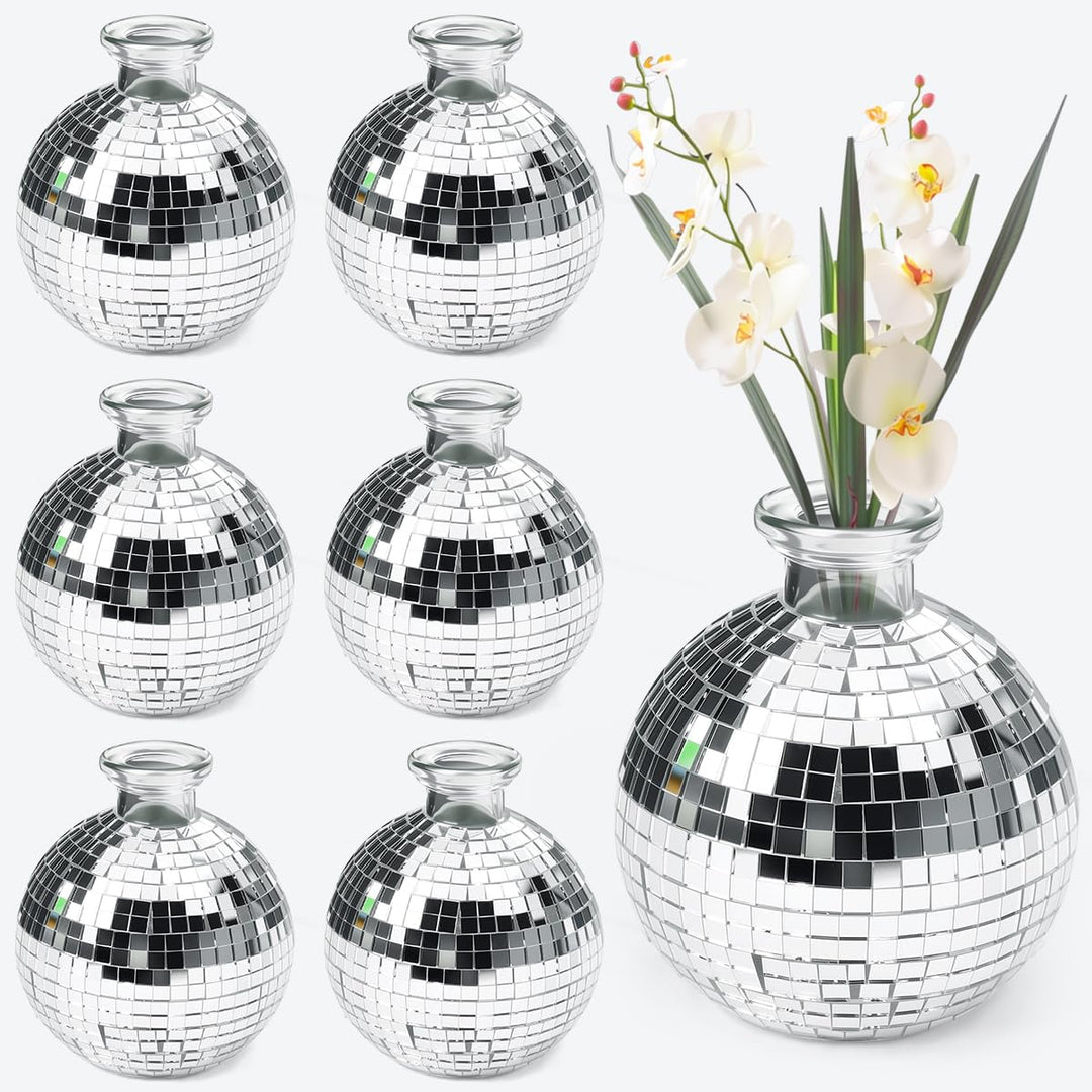 6 Stück Disco Ball Vase Deko Kugel Discokugel Blumentopf Vase Disco Kugel Pflanzentopf Discos Ball P