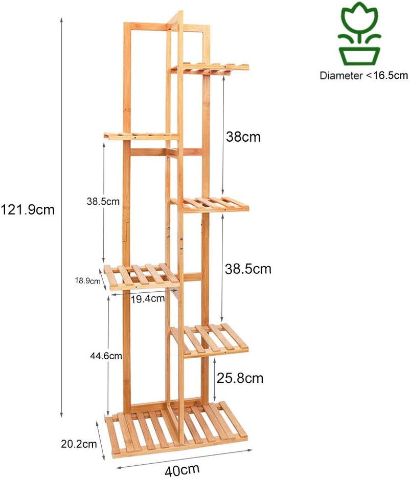 Medla Pflanzenregal Holz, Blumenständer mehrstöckig 7 Ablagen, Pflanzentreppe Blumenregal Standregal