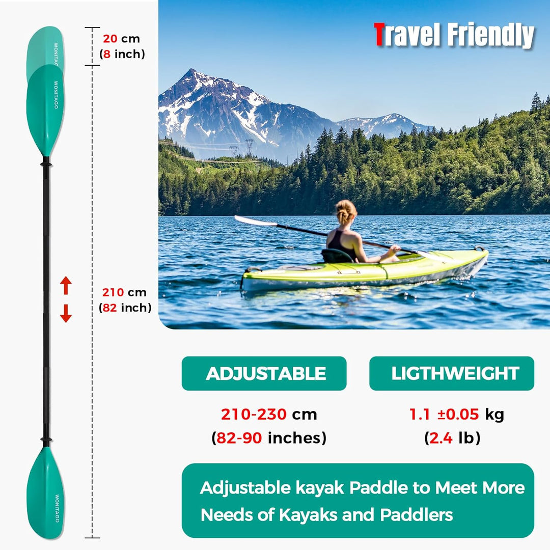 XUXIAKE Kajak Paddels mit Aluminium Schaft und PP Klinge, 210-230 cm, 230-250 cm Einstellbar Doppelp