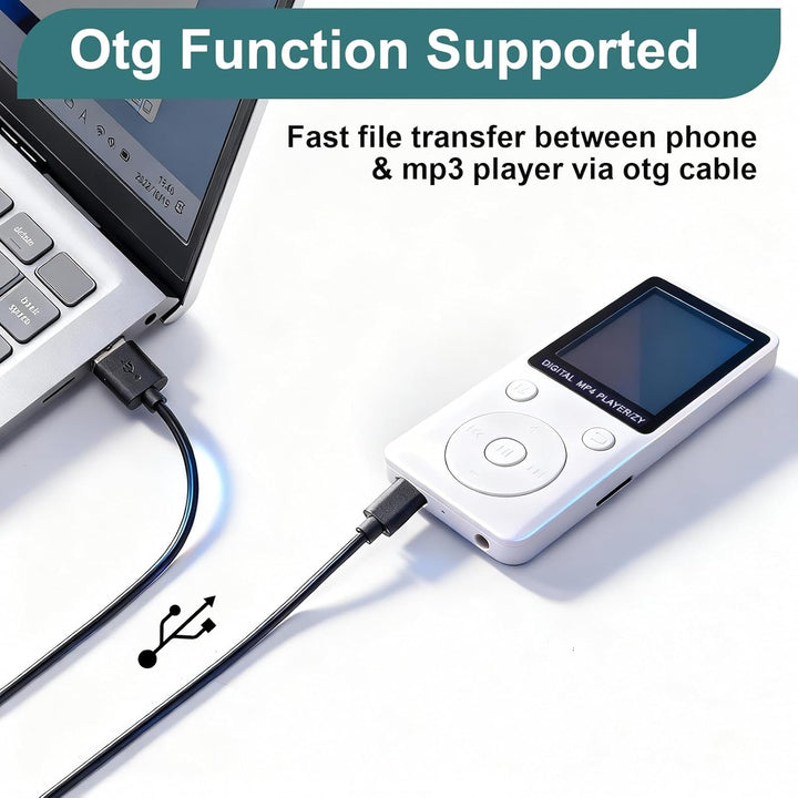 MP3 Player mit Bluetooth 5.2, 32GB Speicherkarte, 1,8 Zoll TFT Farbbildschirm, tragbarer Musikplayer
