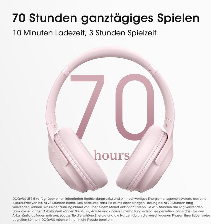 DOQAUS Bluetooth Kopfhörer Over Ear, 70 Stunden Spielzeit,Kopfhörer Kabellos Bluetooth mit 3 EQ-Modi