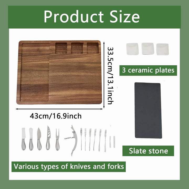 Louis Donné Käsebrett mit Käsewerkzeugen Set, Serviertablett Holz Käseplatte, Charcuterie Käse Brett