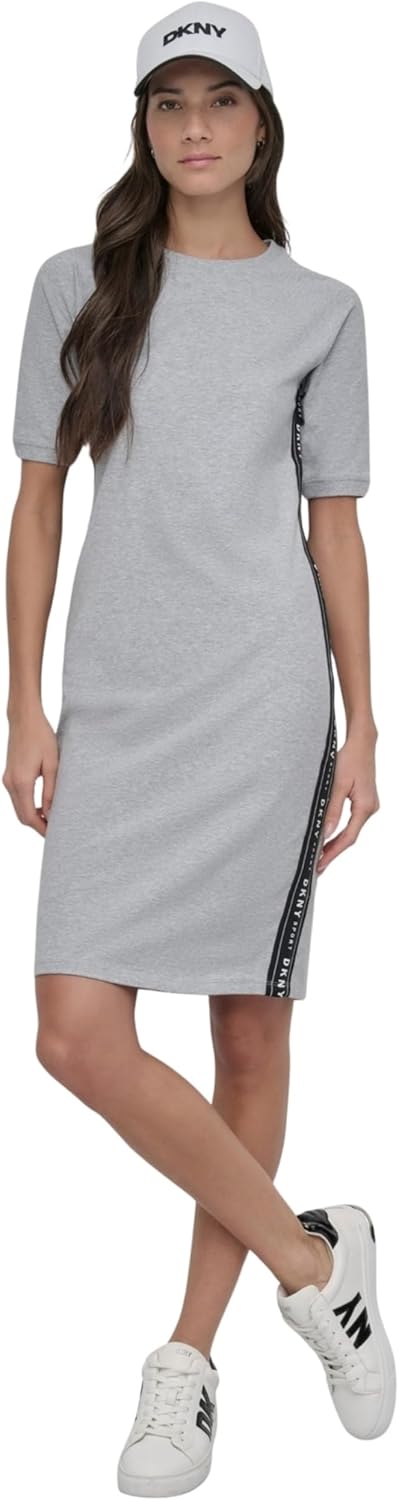 DKNY Damen Dropout Logo Sneaker Dress Lssiges Kleid S Pearl, S Pearl