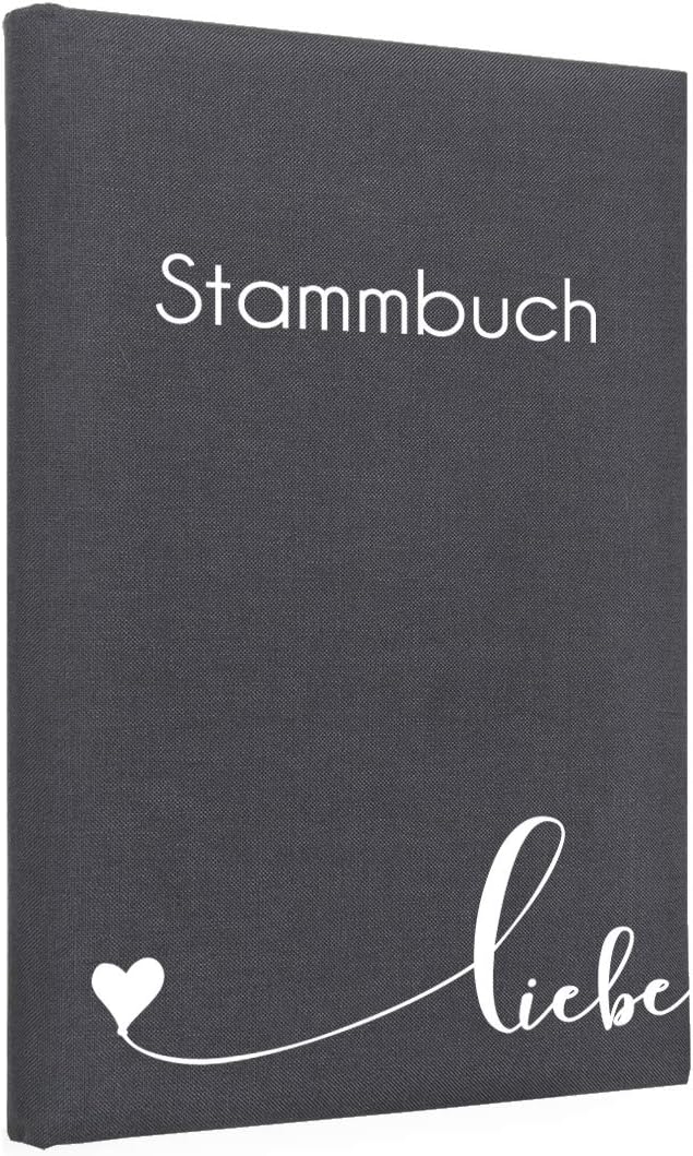 Hochzeitideal – Stammbuch der Familie Serie Liebe grau 21,0 cm x 15,0 cm - Buchbinderleinen Stammbuc