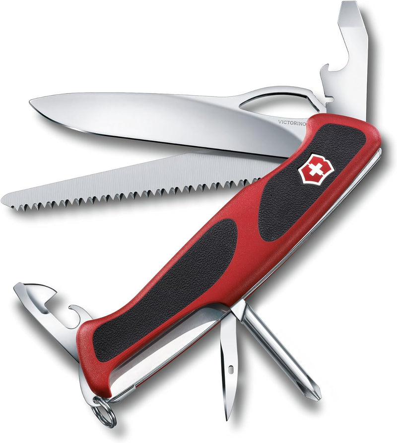 Victorinox Taschenmesser Ranger Grip 78 (12 Funktionen, Einhand-Feststellklinge) rot/schwarz Single,