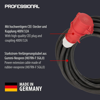 Brennenstuhl CEE Verlängerungskabel IP44 (10m Kabel, H07RN-F 5G6,0, 400V/32A 5-polig mit CEE Stecker