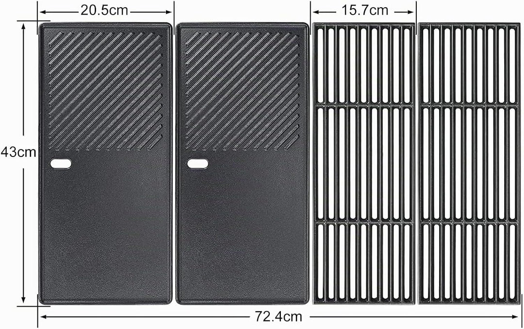 GFTIME 43 x 72,5cm Gusseisen Grillrost und Grillplatte für Charbroil Advantage 225s, Enders Boston 4