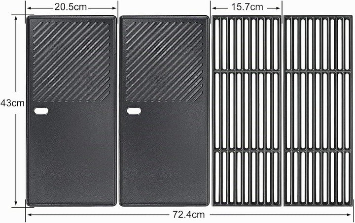 GFTIME 43 x 72,5cm Gusseisen Grillrost und Grillplatte für Charbroil Advantage 225s, Enders Boston 4