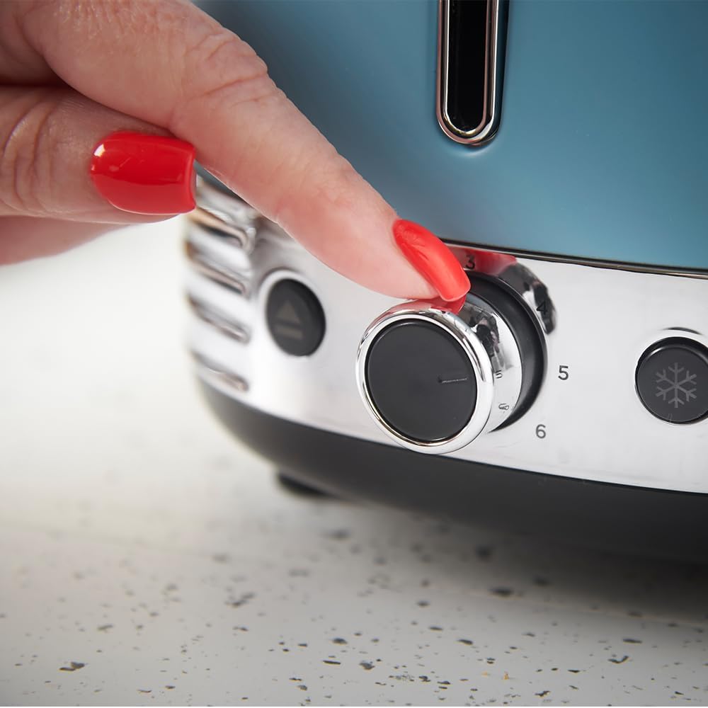 Russell Hobbs Toaster [für 2 Scheiben] Hanley Retro Blau (6 Bräunungsstufen, extra breite Toastschli
