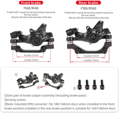 CYSKY MTB Mechanische Scheibenbremsen Vorne Hinten Bremsen Bremssattel 160 mm Rotor Bremsen Kit Mech