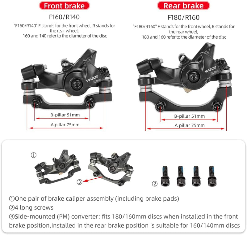 CYSKY MTB Mechanische Scheibenbremsen Vorne Hinten Bremsen Bremssattel 160 mm Rotor Bremsen Kit Mech