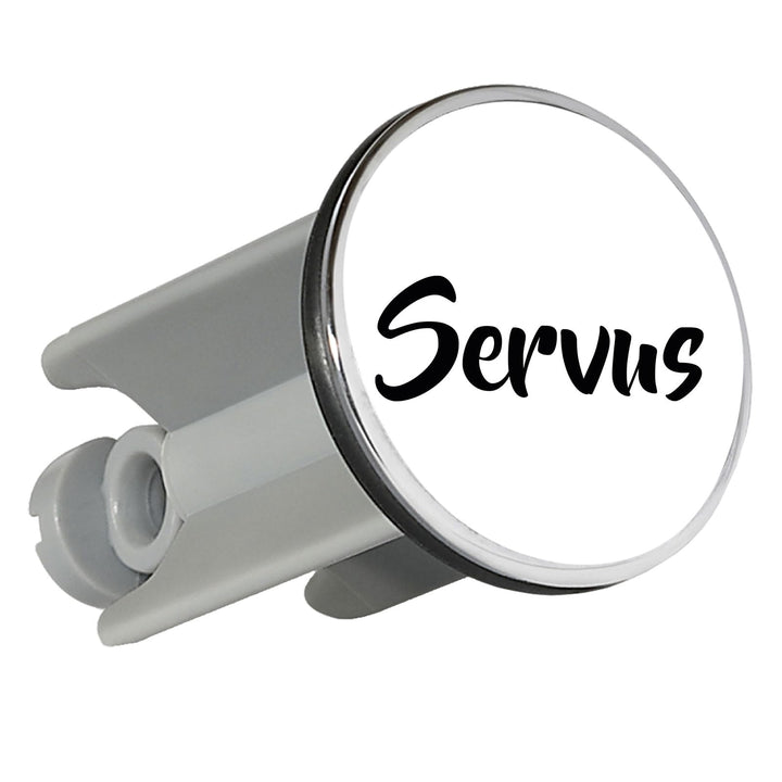 Waschbeckenstöpsel Servus Schriftzug Geschenk 4cm für Waschbecken Abflussstopfen Servus Geschenkidee