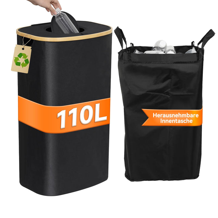 DOLLAR BOSS Pfandflaschen Sammelbehälter 110L Pfandbehälter mit Deckel, Pfandflaschen Behälter Gross