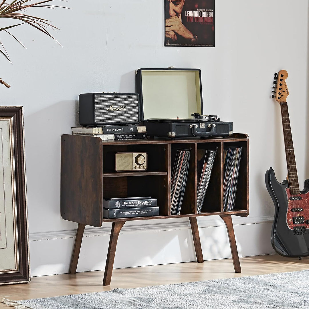 Braun Plattenspieler Ständer mit 4 Schrank hält bis zu 220 Alben, grosse Plattenspieler Ständer mit