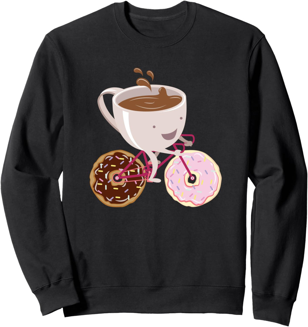 Donut Kaffee Fahrrad Illustration Sweatshirt