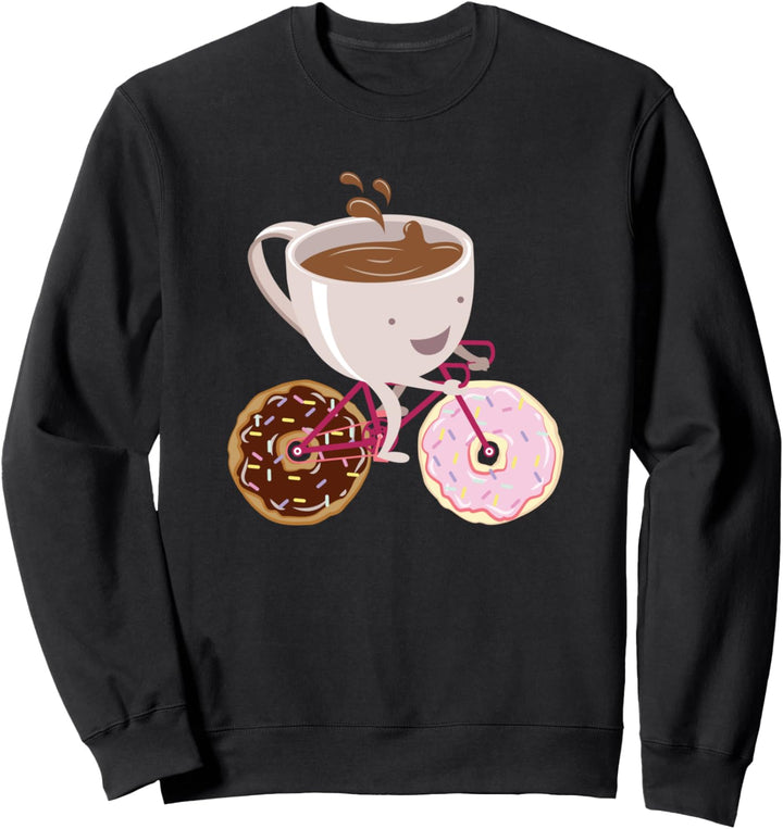 Donut Kaffee Fahrrad Illustration Sweatshirt