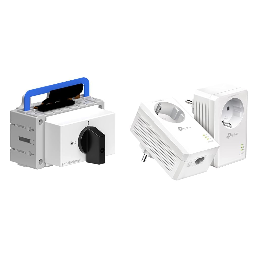 Umschalter 63A 4-polig 22 kW Netz-0-Not ULO63/4T/NS/Z101/F976 & TP-Link Powerline Adapter Set TL-PA7