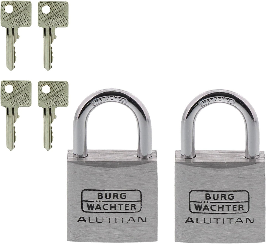 Burg-Wächter Vorhangschloss, Vorhängeschloss mit Schlüssel, Duo Set, 5,0 mm Bügelstärke, massives Al