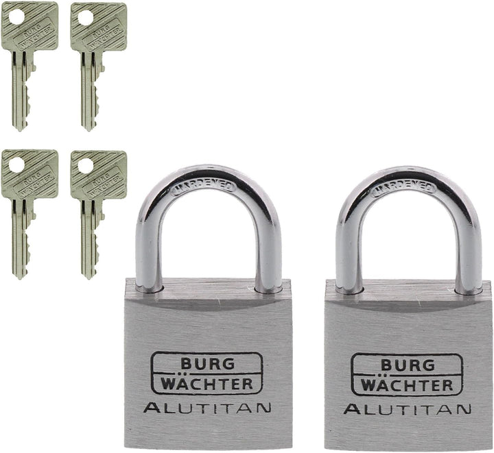 Burg-Wächter Vorhangschloss, Vorhängeschloss mit Schlüssel, Duo Set, 5,0 mm Bügelstärke, massives Al