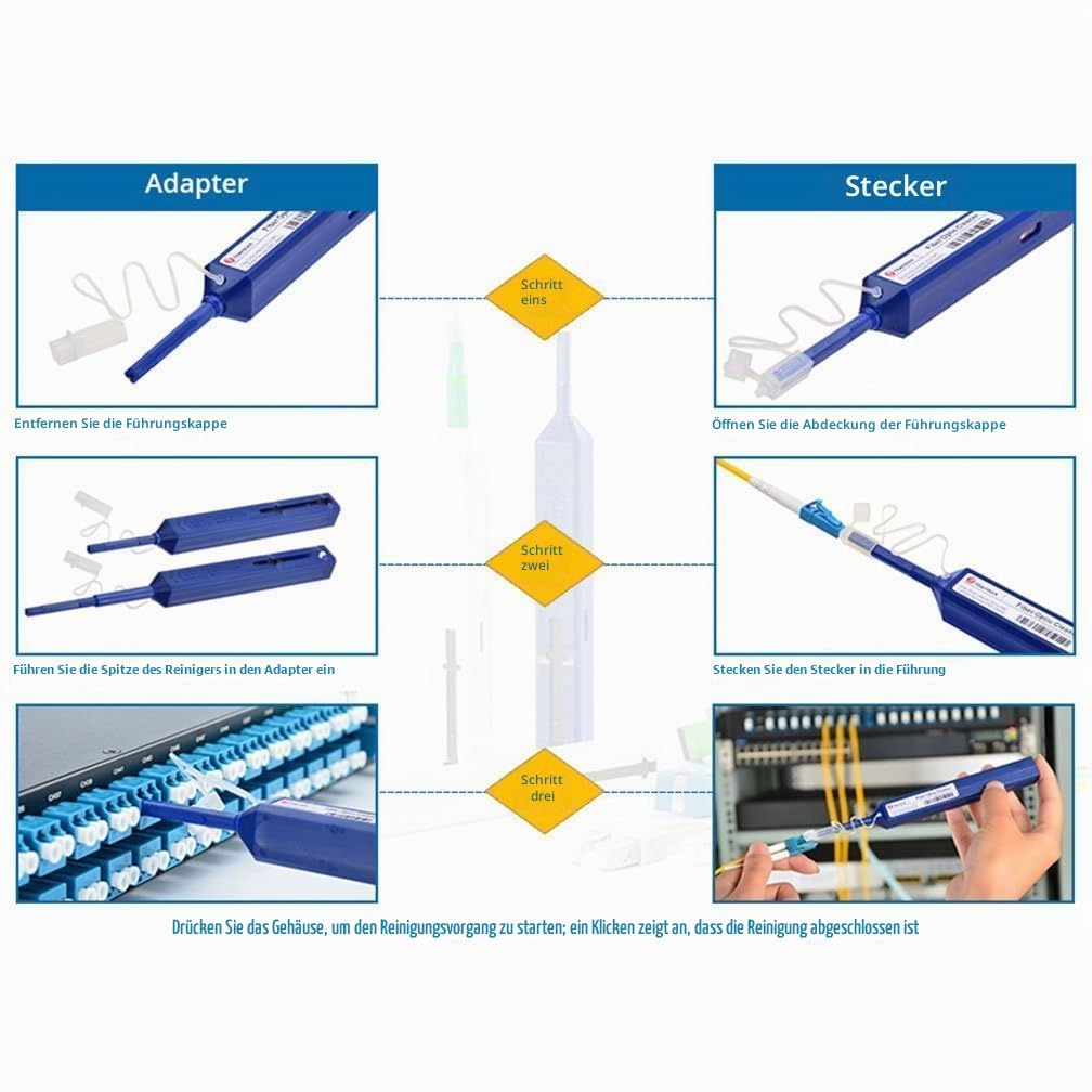 10Gtek® Glasfaser Reinigungsstifte Fiber Optic Cleaner für 1,25 mm LC UPC/LC APC-Steckverbinder und