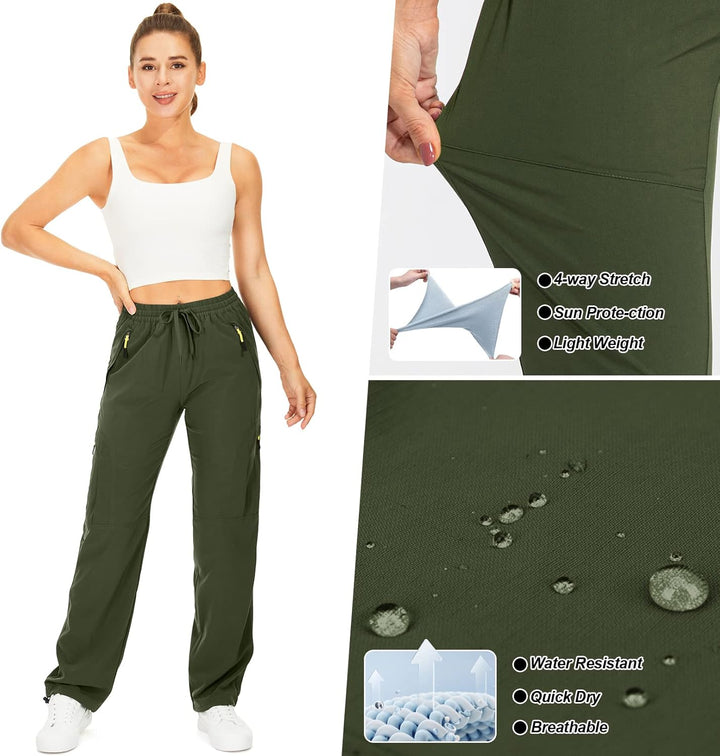yeyity Wanderhose Damen Leichter Quick Dry Outdoorhose Atmungsaktiv Cargohose UV-Schutz Trekkinghose