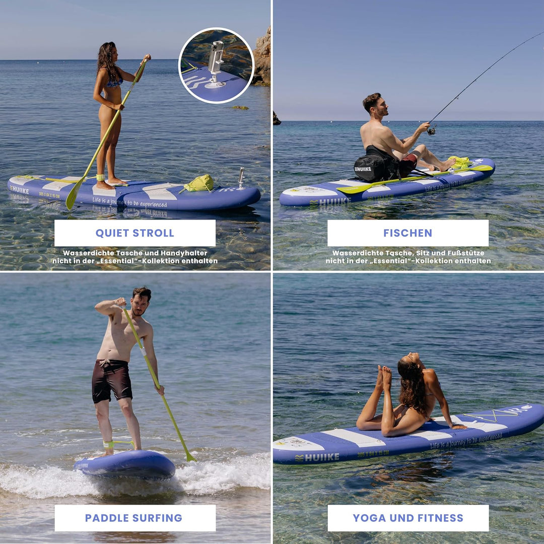 HUIIKE Stand Up Paddling Board mit Zubehör, Paddel, Finnen, Pumpe. Paddle Sup Board Aufblasbar Hohe
