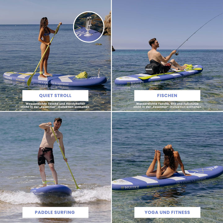 HUIIKE Stand Up Paddling Board mit Zubehör, Paddel, Finnen, Pumpe. Paddle Sup Board Aufblasbar Hohe