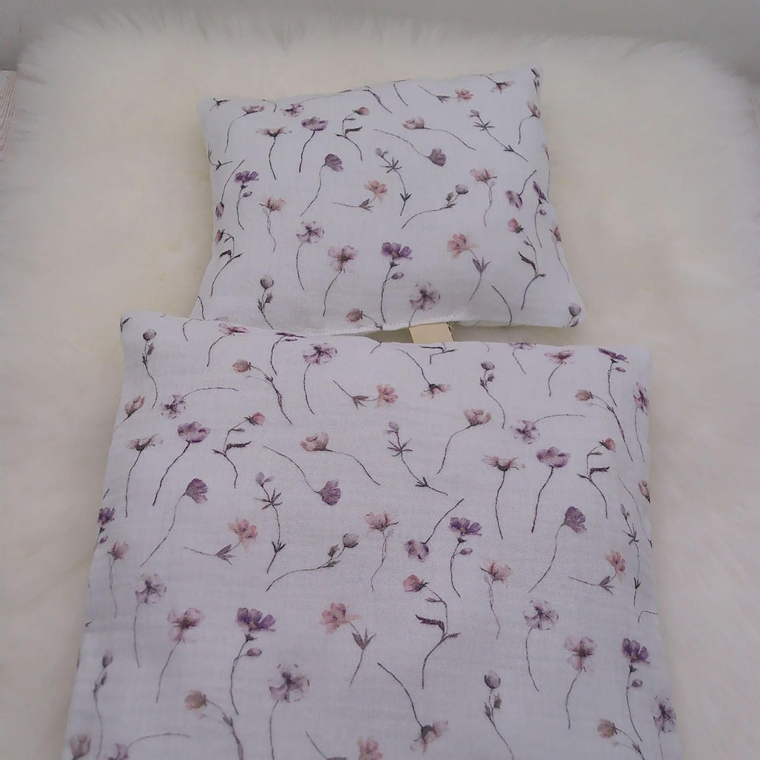 Puppenbettwäsche, Musselin 2 Grössen, für Puppenbett, Puppenlauflernwagen, Decke 33 b x 40h cm, Vers