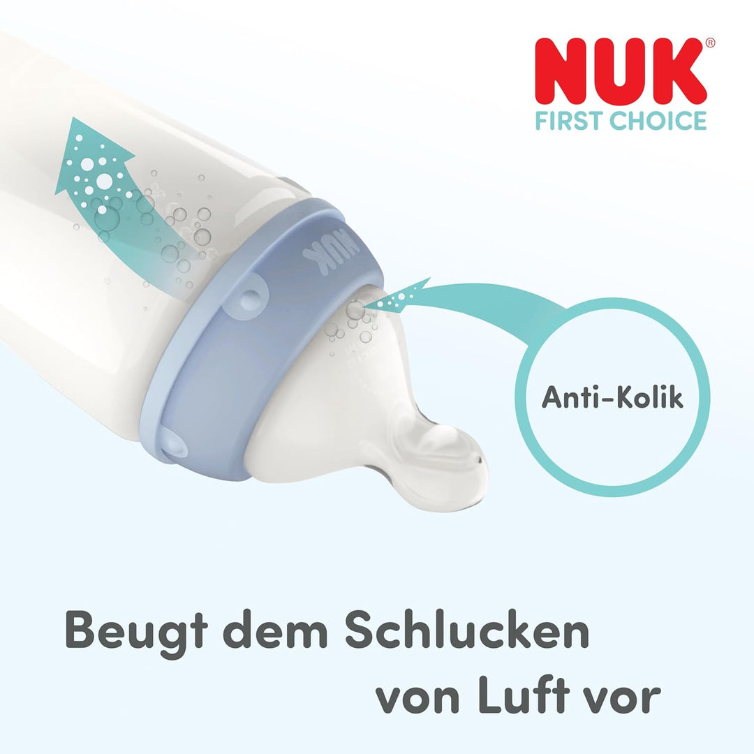 NUK First Choice Perfect Start Babyflaschen-Set | 0–6 Monate | 4 x Anti-Kolik-Trinkflaschen (150 ml,