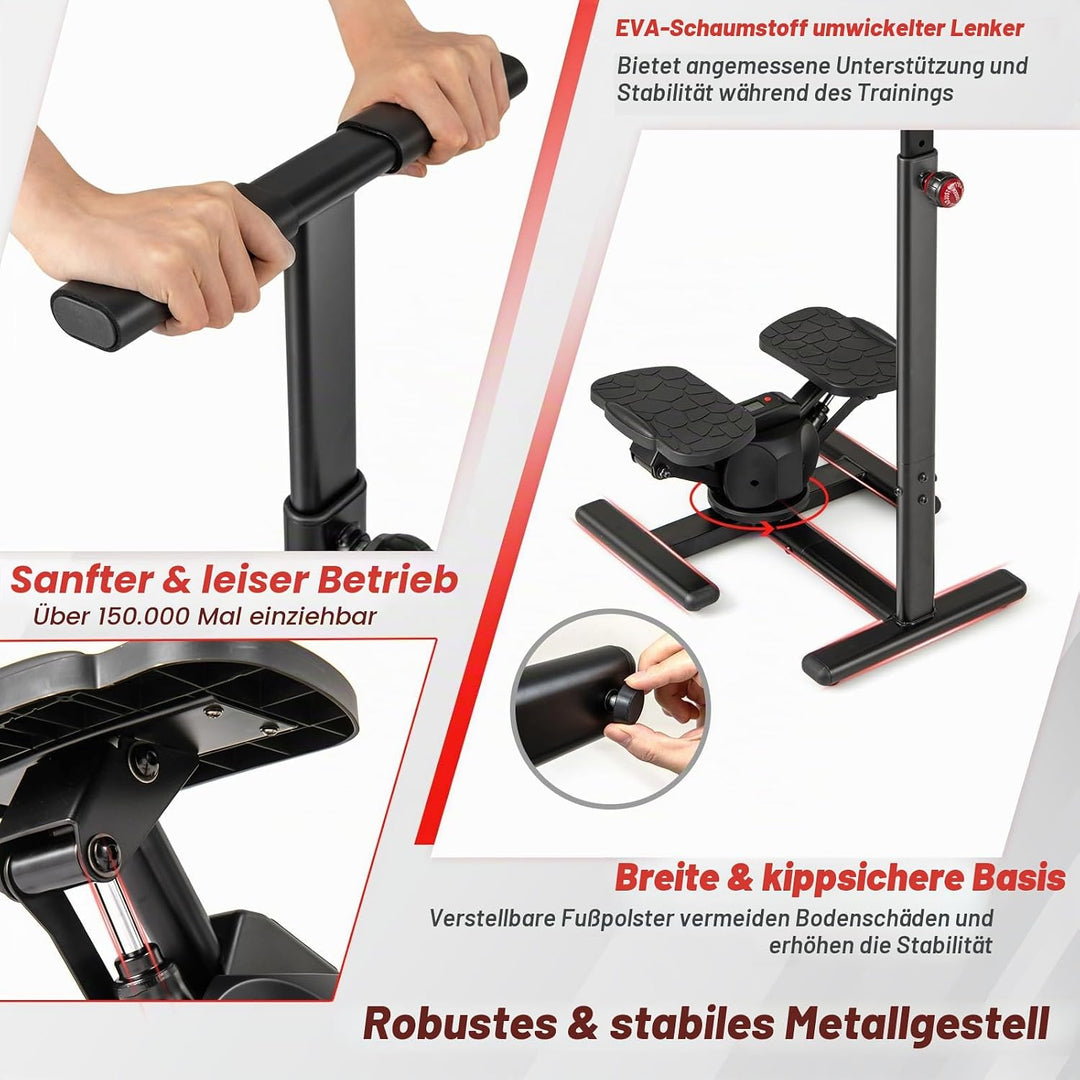 KOMFOTTEU Stepper mit höhenverstellbarem Lenker, Treppensteiger mit LCD-Bildschirm, verstellbaren Wi