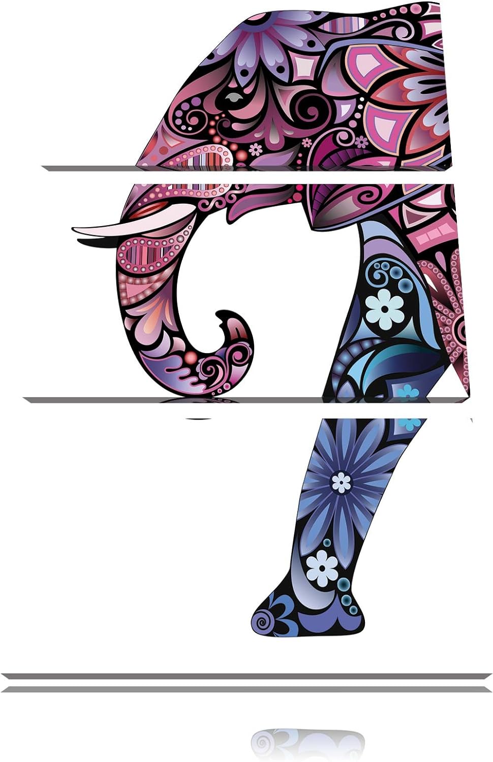 Pixxprint Elefant mit Ornamenten 3-Teiler Leinwandbild 120x80 Bild auf Leinwand
