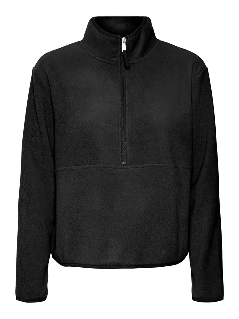 VERO MODA Damen Vmilsa Ls Half Zip Sweat JRS Bf Sweatshirt, Schwarz