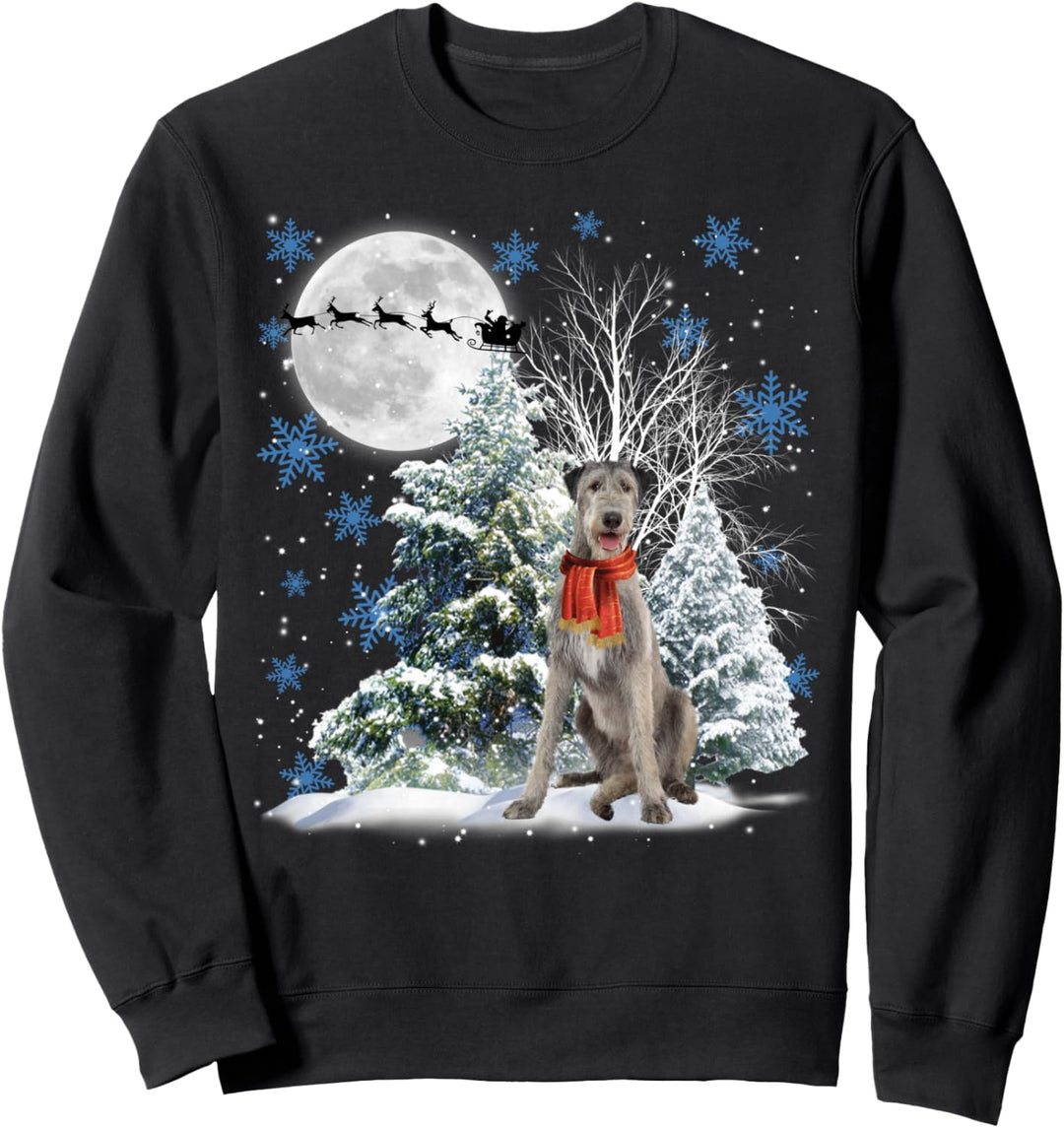 Weihnachtspyjama, Motiv: irischer Wolfshund unter Mondschein Sweatshirt
