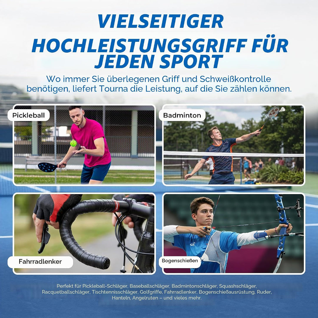 Tourna Unique Sports Tac Tennis-Griff, klebrig, 10 Stück Schwarz, Schwarz