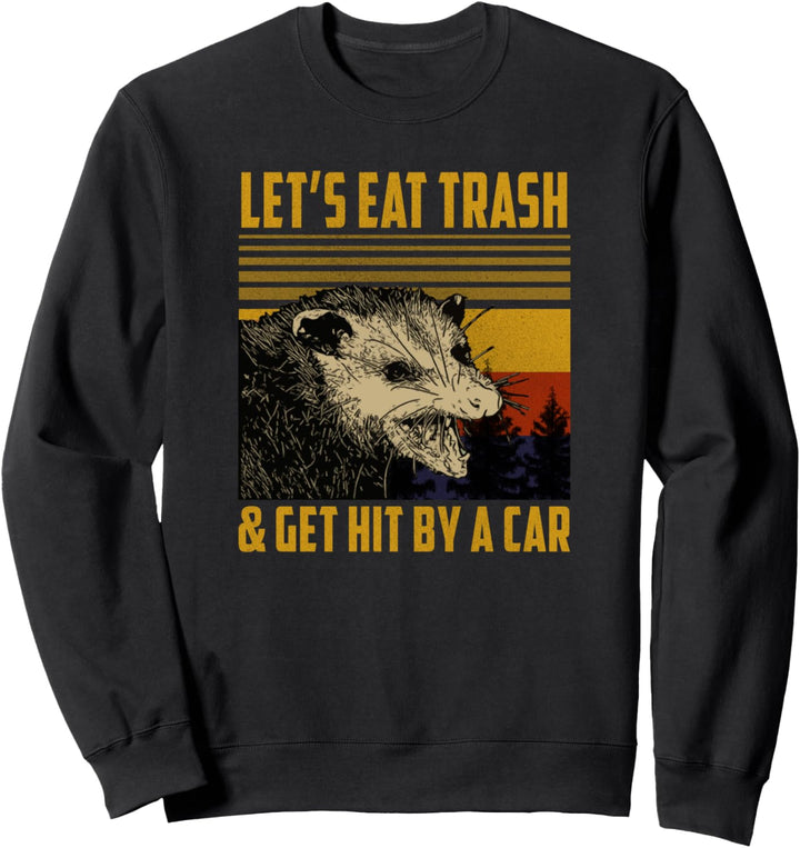 possum Lets Eat Trash & Get Hit by A Car vintage Camping Sweatshirt