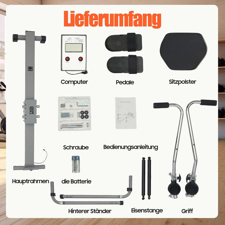 106cm X 66cm X 10cm Rudergerät Für Zuhause, LCD-Display, Einstellbarer Widerstand 15-55kg, Für Fitne