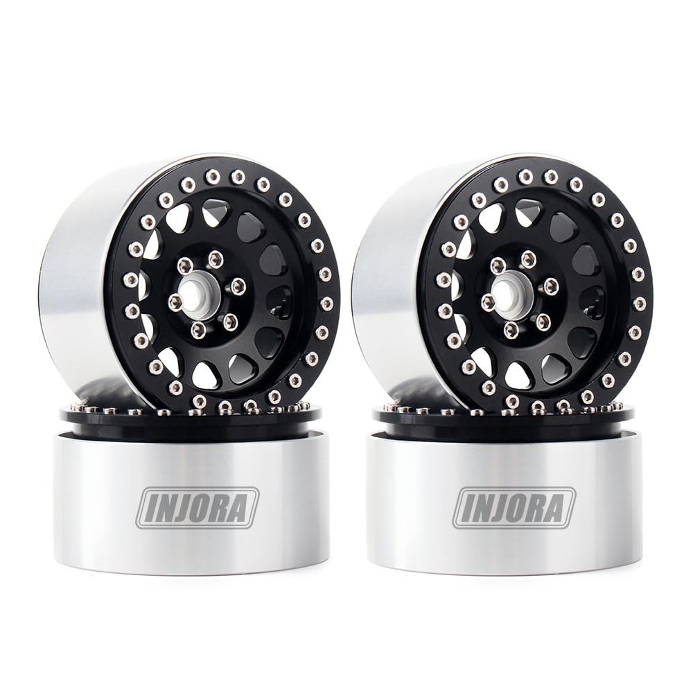 INJORA 4 Stücke 2,2 Beadlock Felgen Metall Räder Felge Set für 1:10 RC Rock Crawler Axial SCX10 RR10