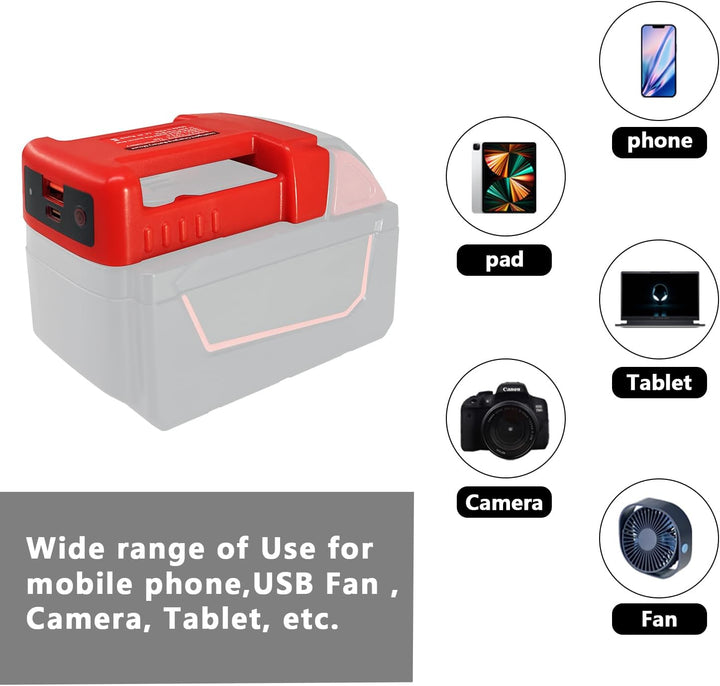 TPDL 2 Pack USB Ladegerät Adapter für Milwaukee M18 18V Akku, mit Typ-C PD 18W Schnellladeanschluss