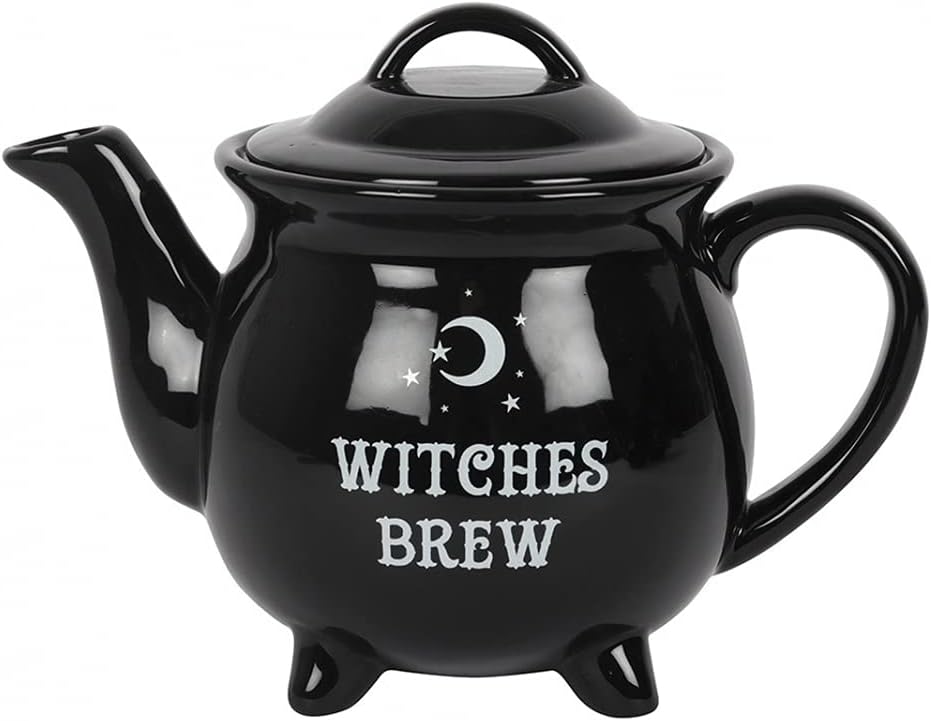 Horror-Shop 5-TLG. Gothic Teeservice mit Hexenkessel für Halloween & Walpurgisnacht Fans