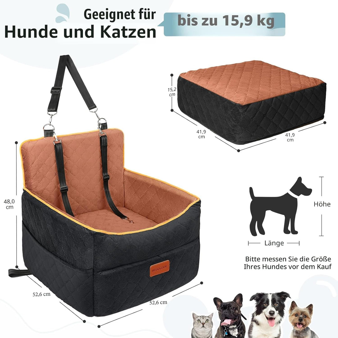 Hunde Autositz für kleine bis mittlere Hunde, Waschbarer hundesitz auto mit Aufbewahrungstaschen, An