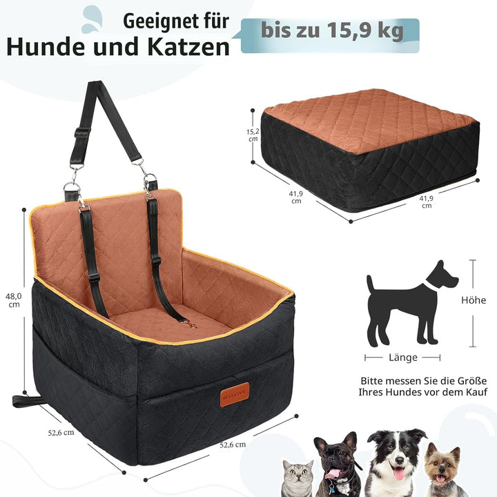 Hunde Autositz für kleine bis mittlere Hunde, Waschbarer hundesitz auto mit Aufbewahrungstaschen, An